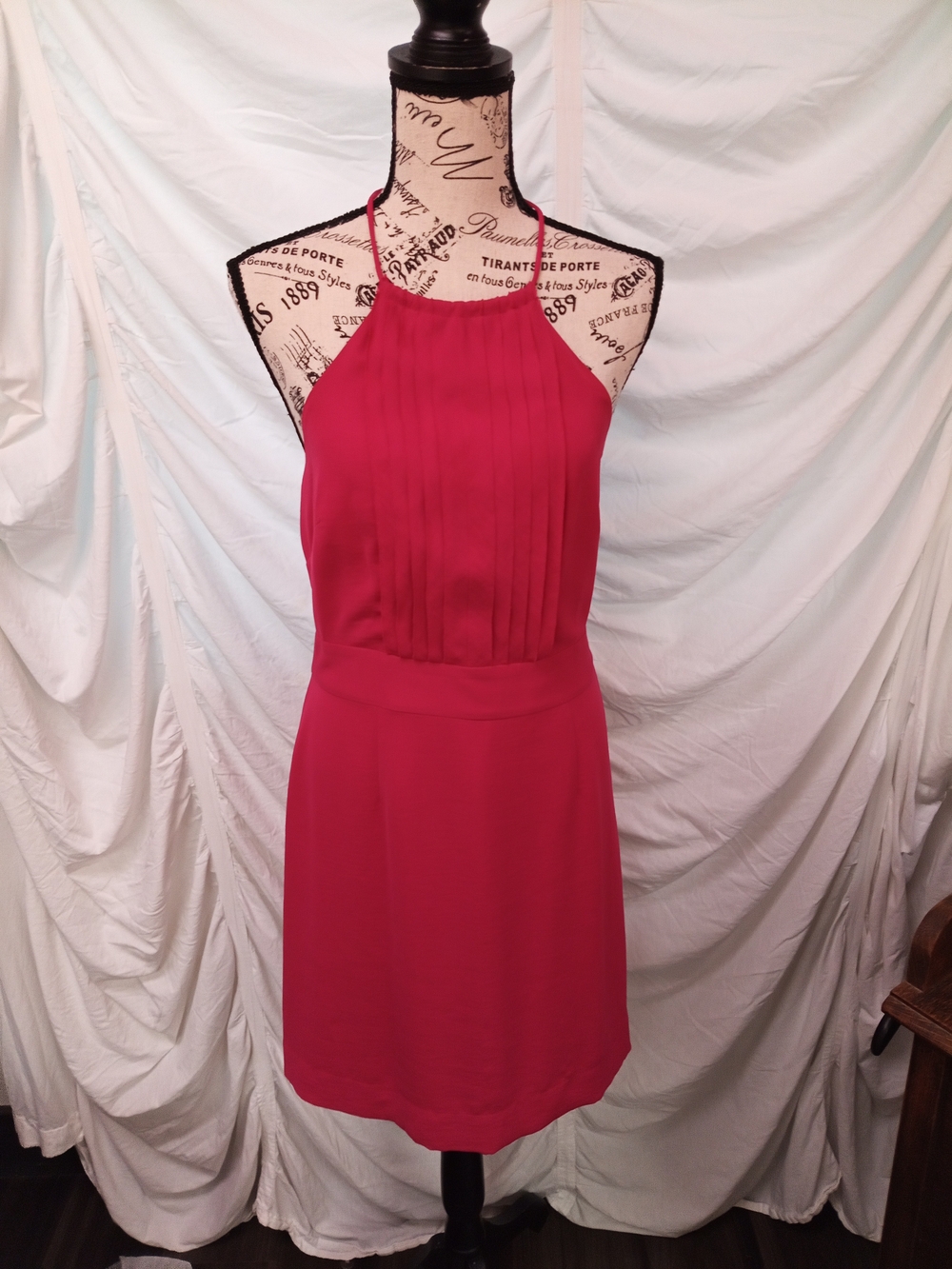 Banana Republic Raspberry Halter Pleated Mini Dress